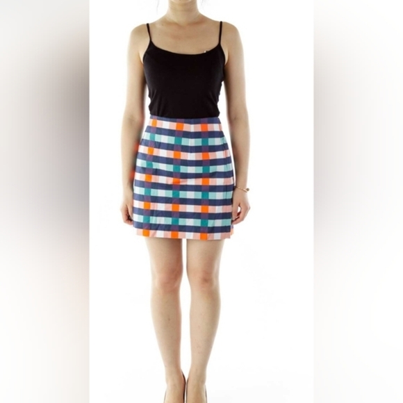KATE SPADE SATURDAY checkered‎ mini skirt with pockets size 2 - Picture 1 of 8